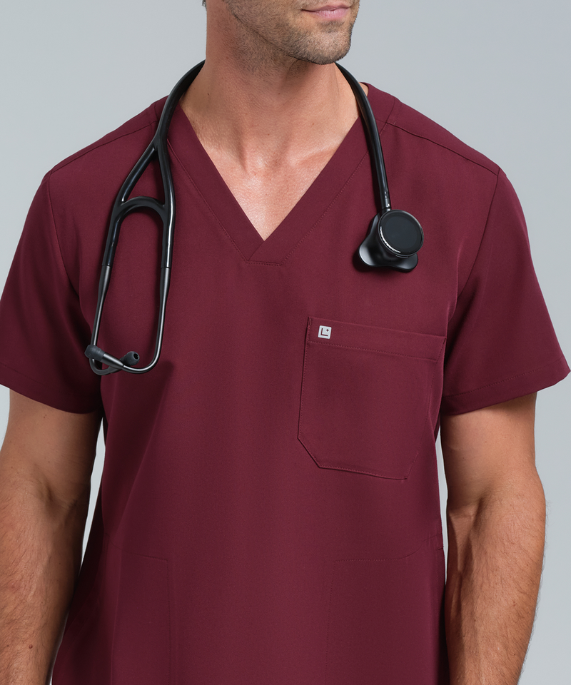 Men's Burgundy Scrubs