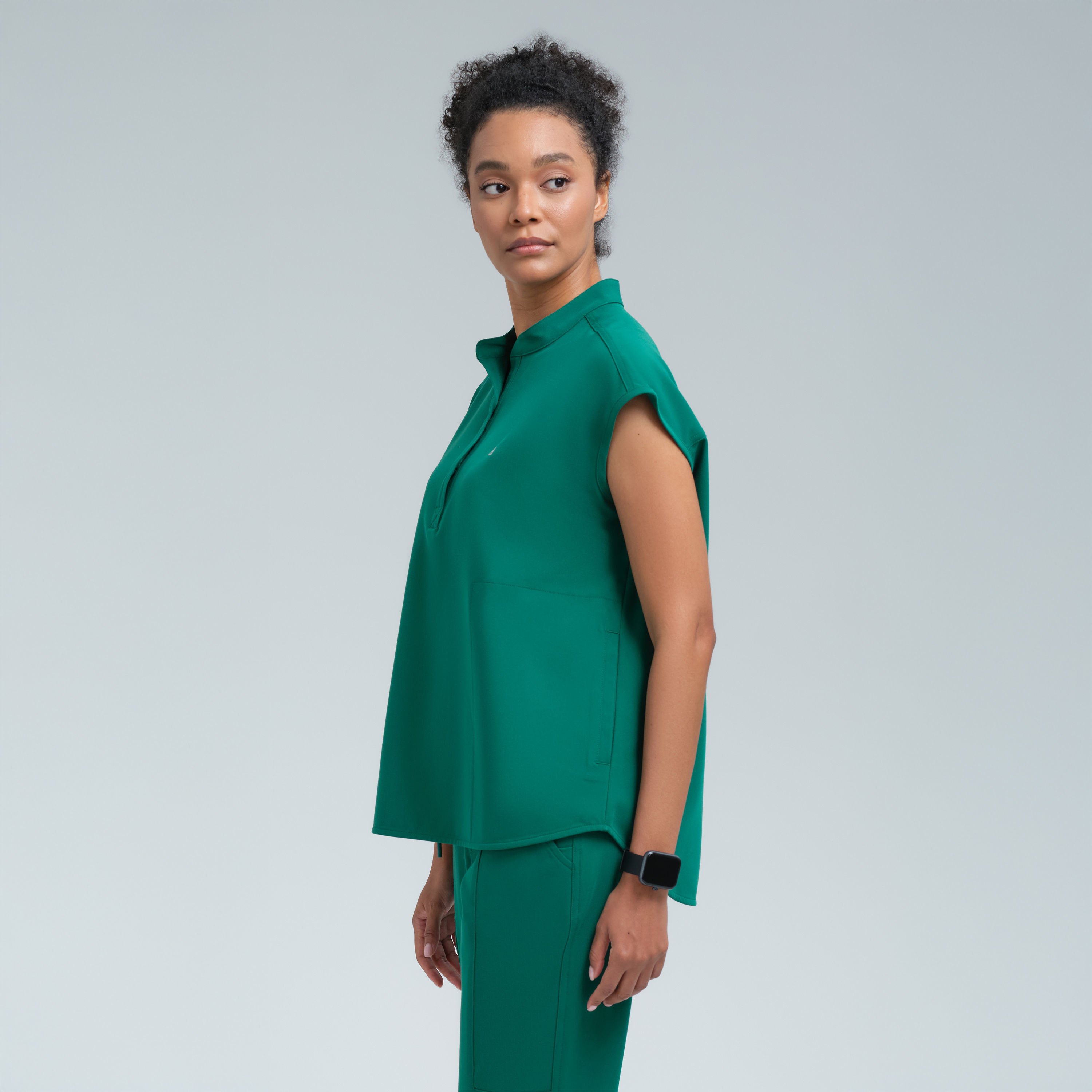 Alexandra Oversized Three Pocket Scrub Top Alpine Green