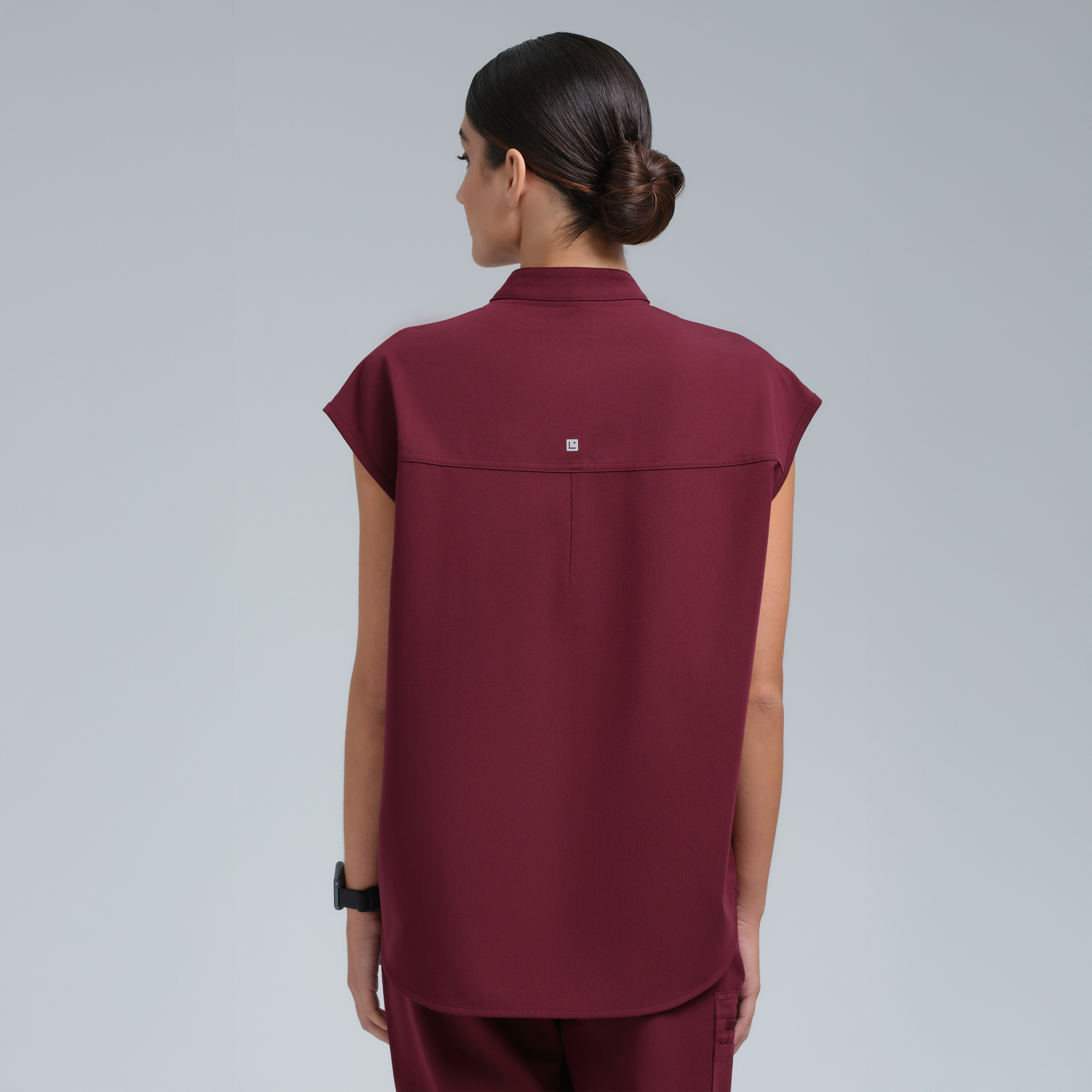 Alexandra Oversized Three Pocket Scrub Top Burgundy