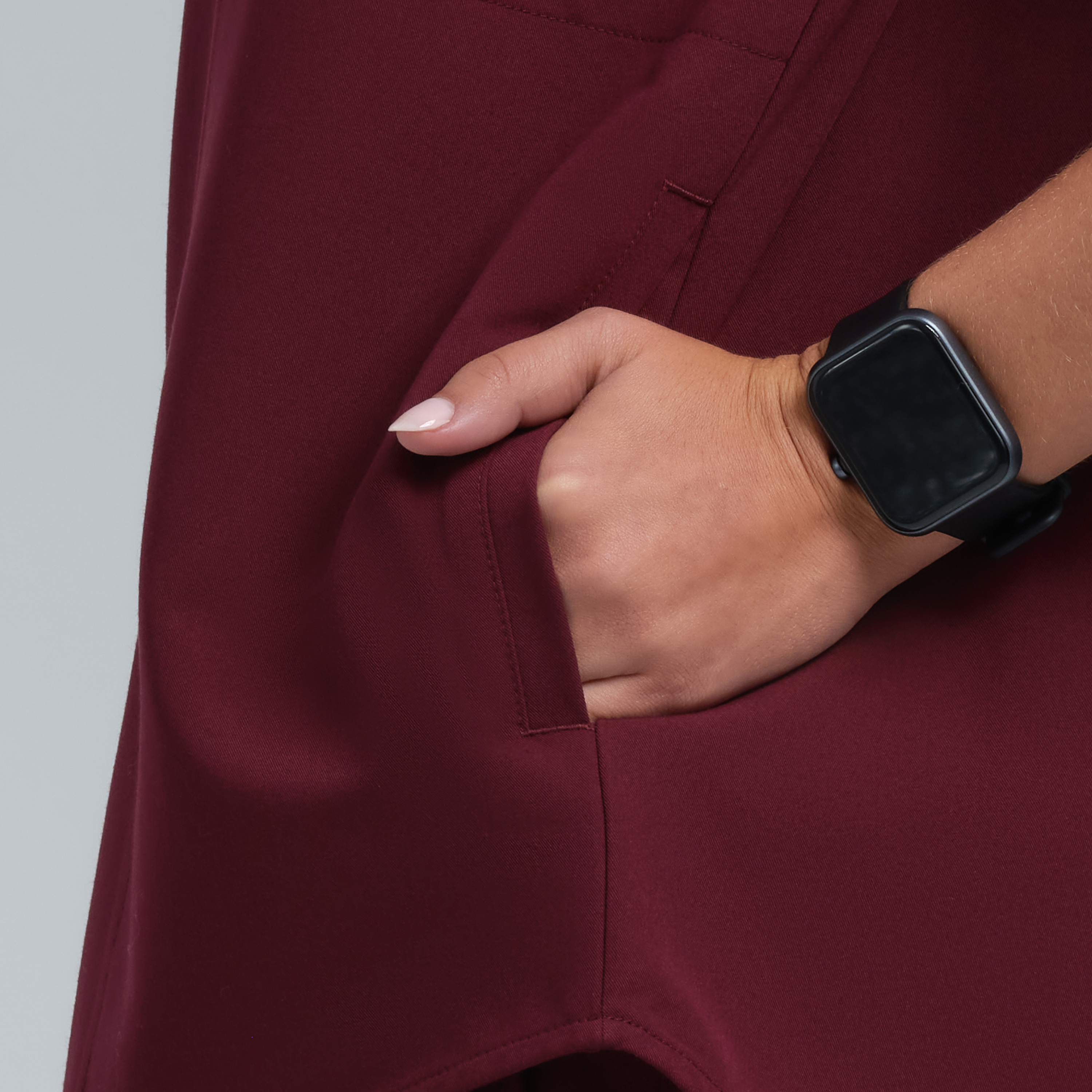 Alexandra Oversized Three Pocket Scrub Top Burgundy