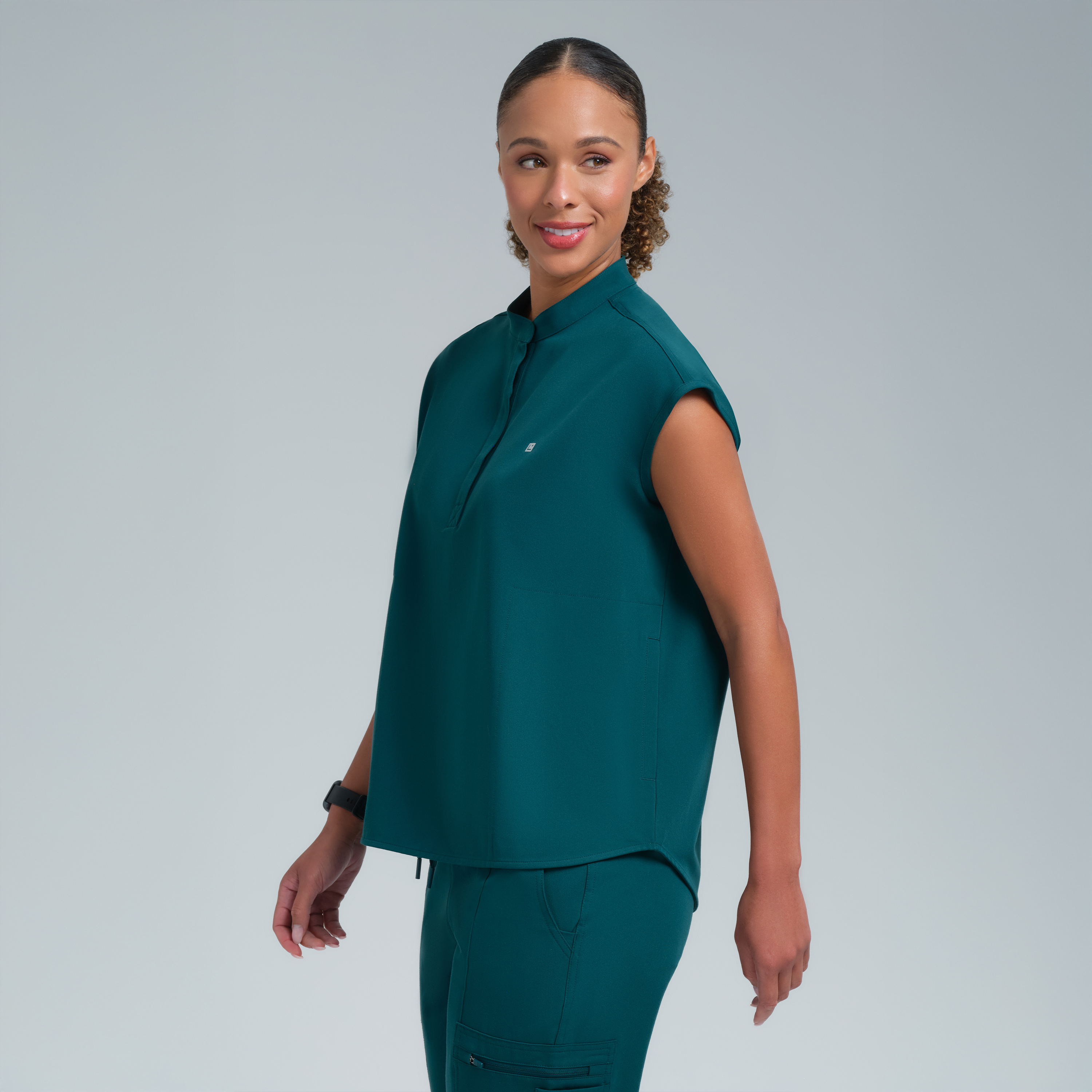 Alexandra Oversized Three Pocket Scrub Top Legion Blue