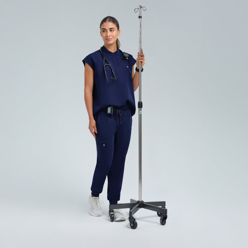 Alexandra Oversized Three Pocket Scrub Top Navy