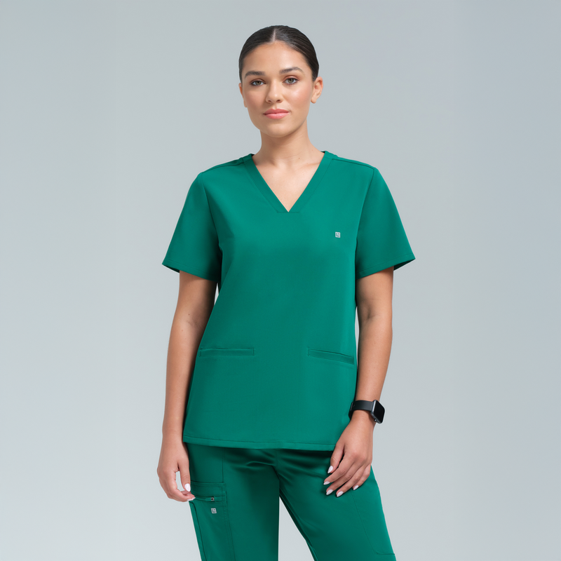 Athena Three Pocket Scrub Top Alpine Green