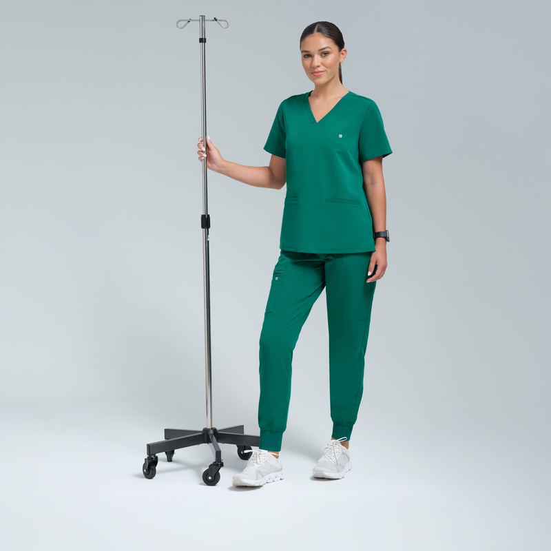 Athena Three Pocket Scrub Top Alpine Green