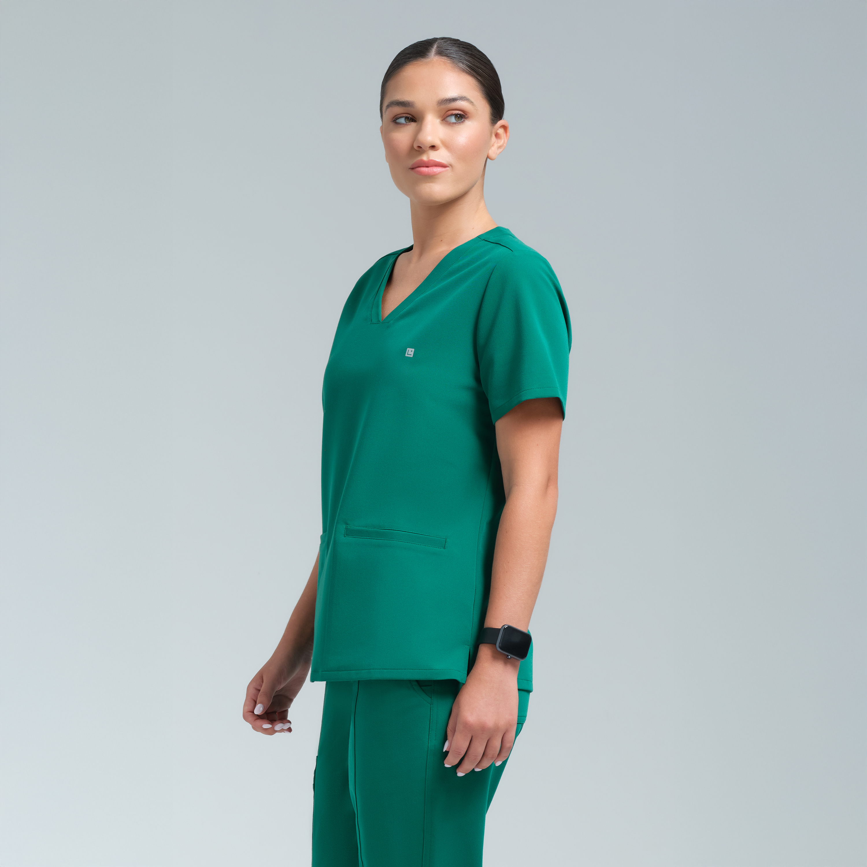 Athena Three Pocket Scrub Top Alpine Green
