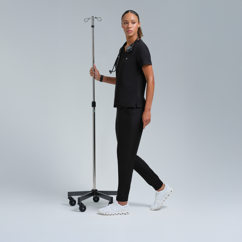 Athena Three Pocket Scrub Top Black