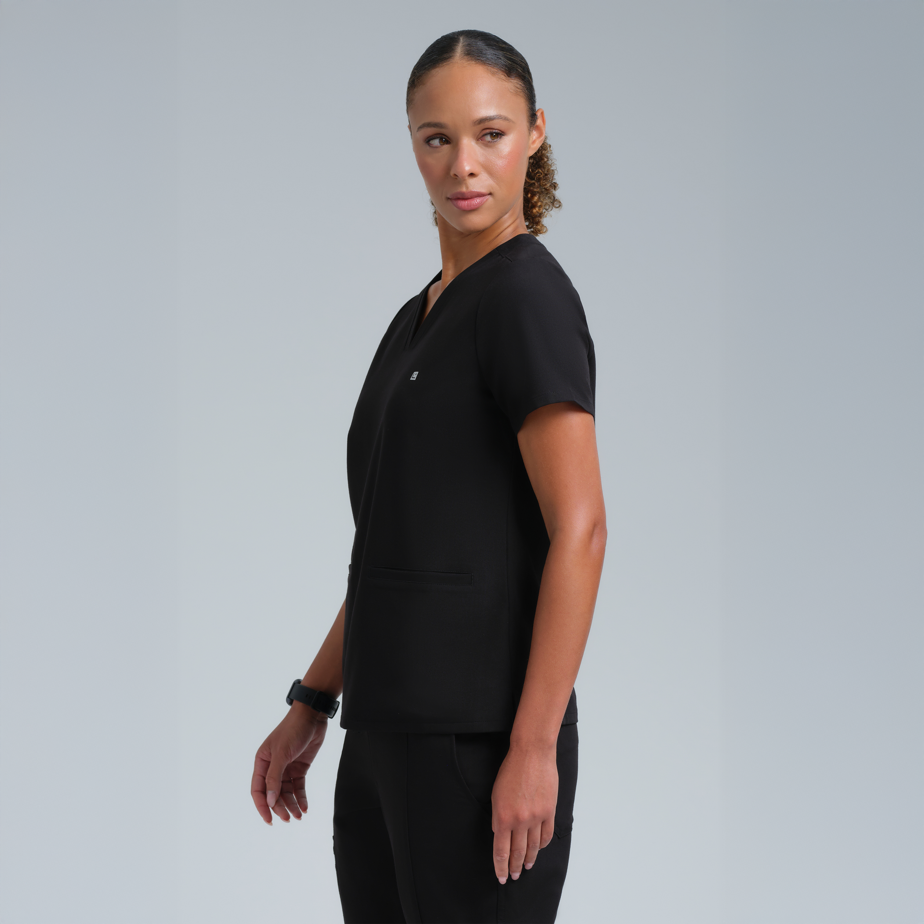 Athena Three Pocket Scrub Top Black