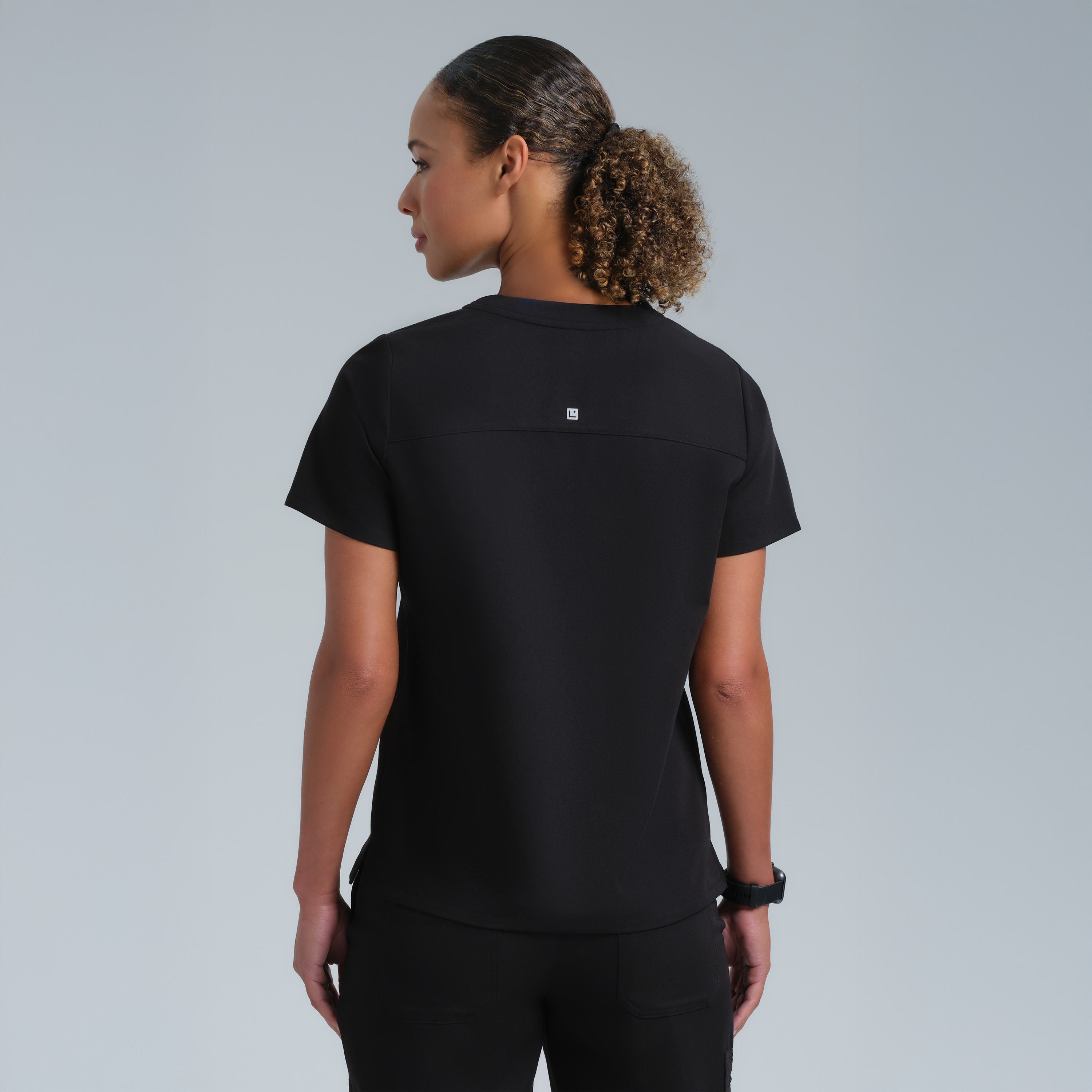 Athena Three Pocket Scrub Top Black
