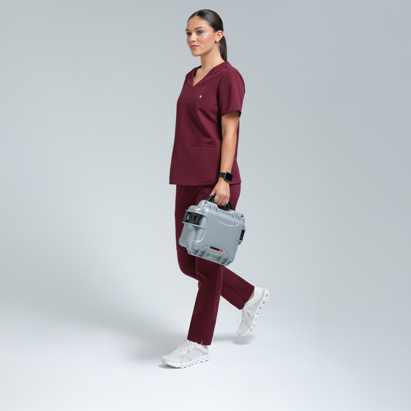 Athena Three Pocket Scrub Top Burgundy
