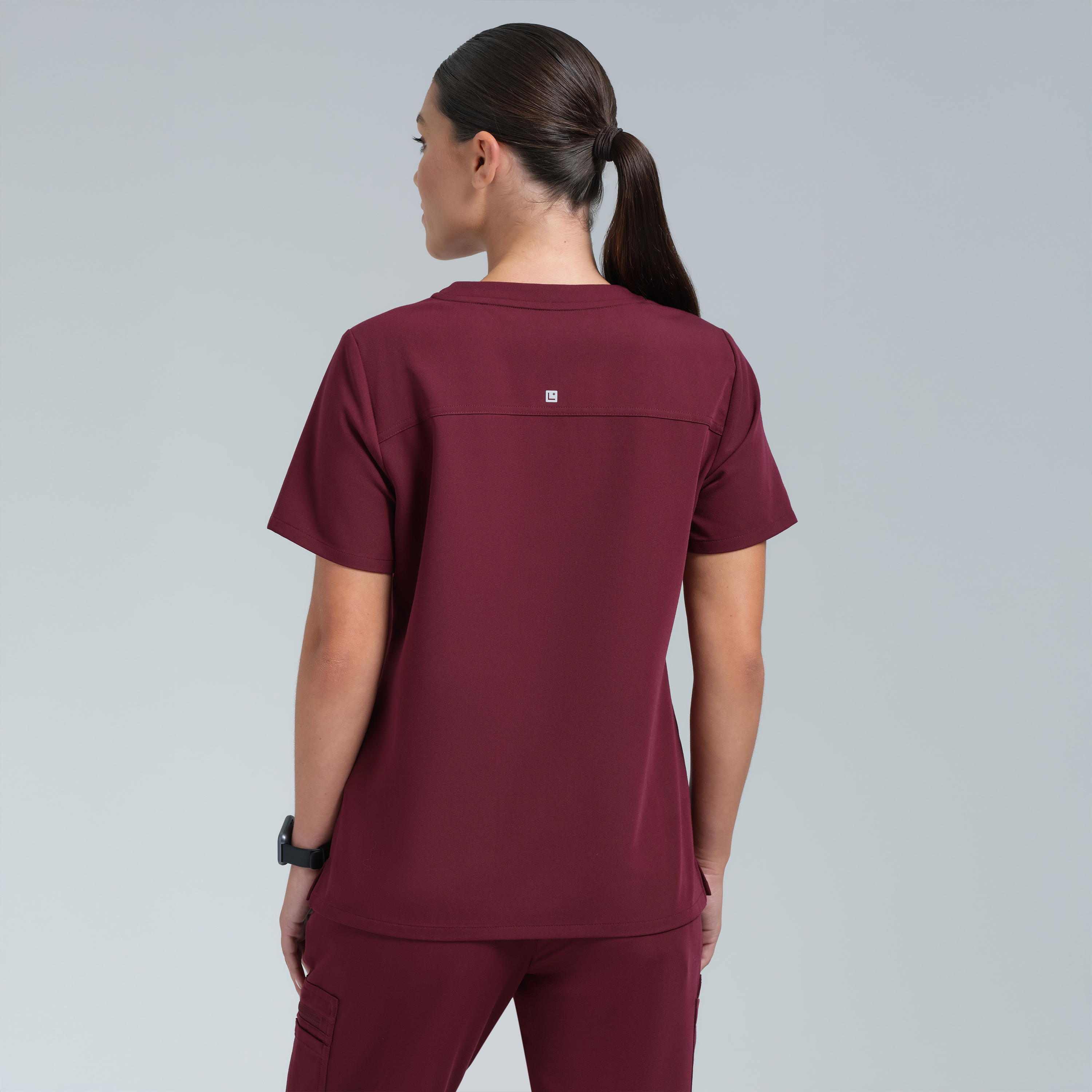 Athena Three Pocket Scrub Top Burgundy