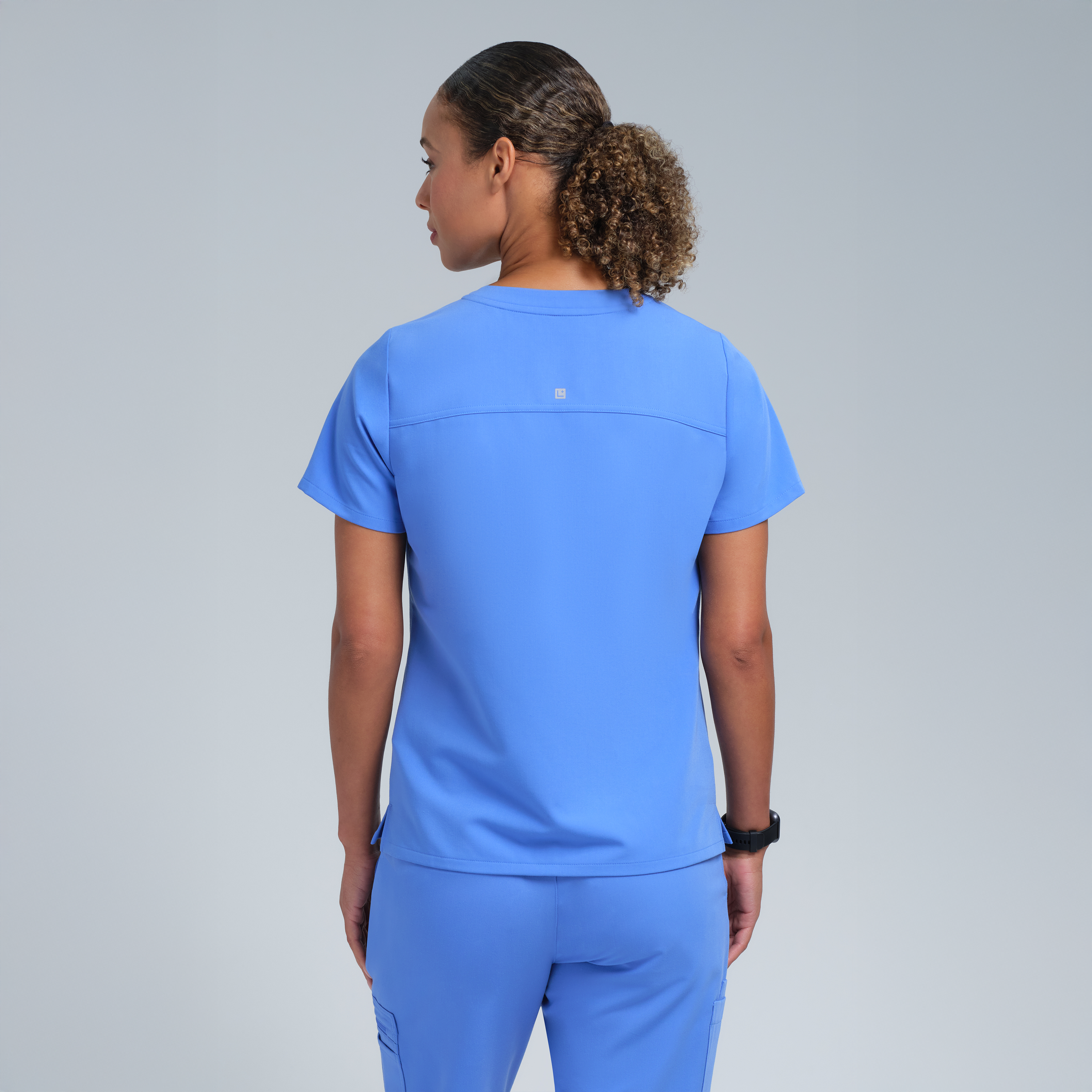 Athena Three Pocket Scrub Top Ceil Blue