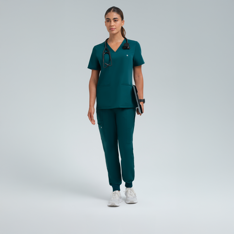 Athena Three Pocket Scrub Top Legion Blue