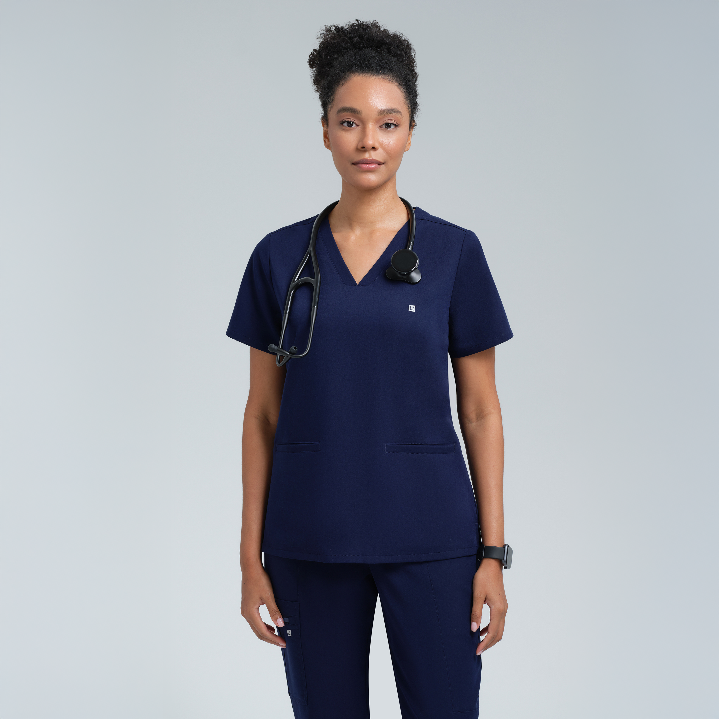 Athena Three Pocket Scrub Top Navy