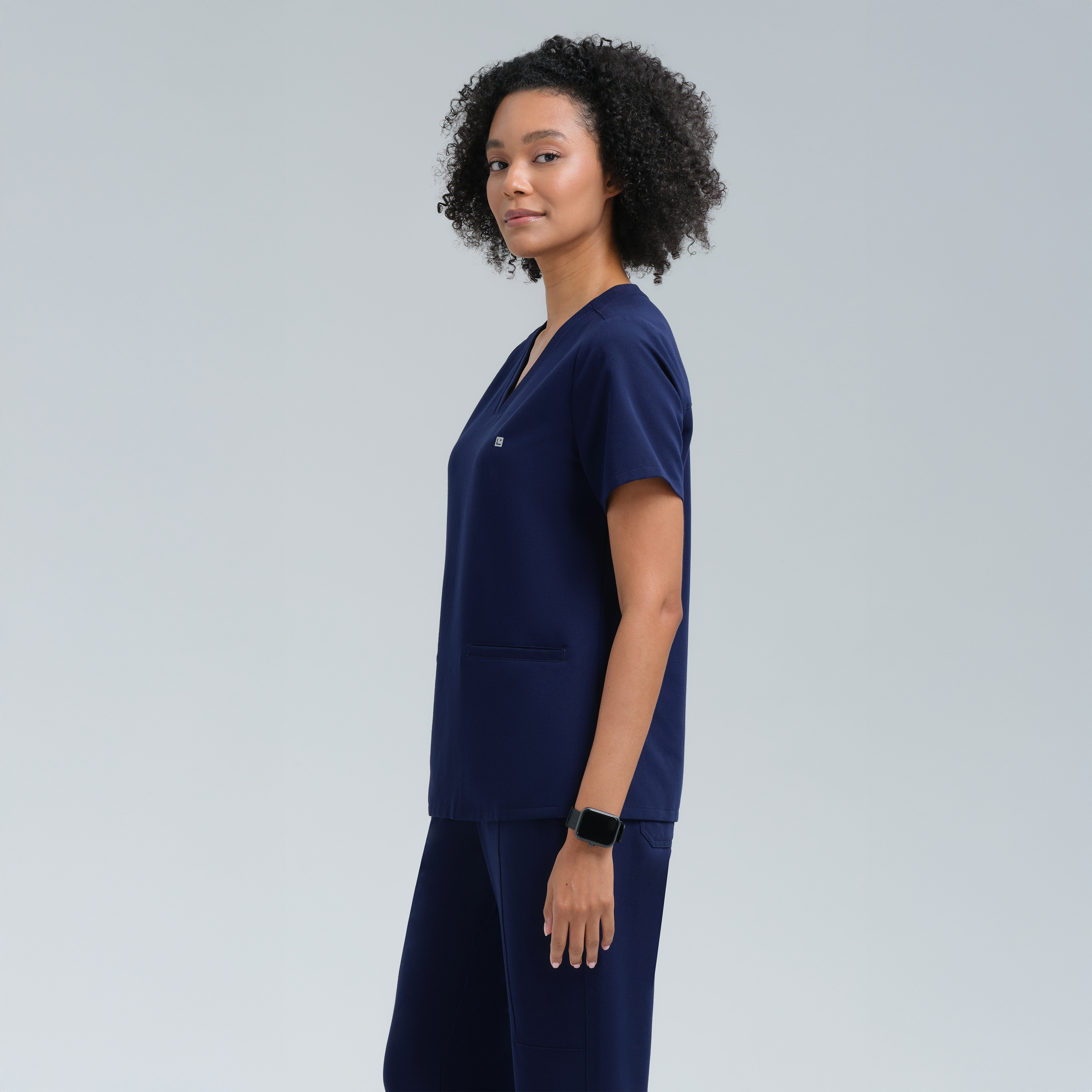 Athena Three Pocket Scrub Top Navy