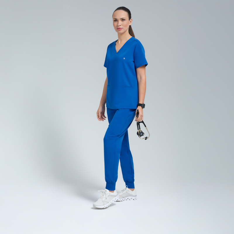 Athena Three Pocket Scrub Top Royal Blue