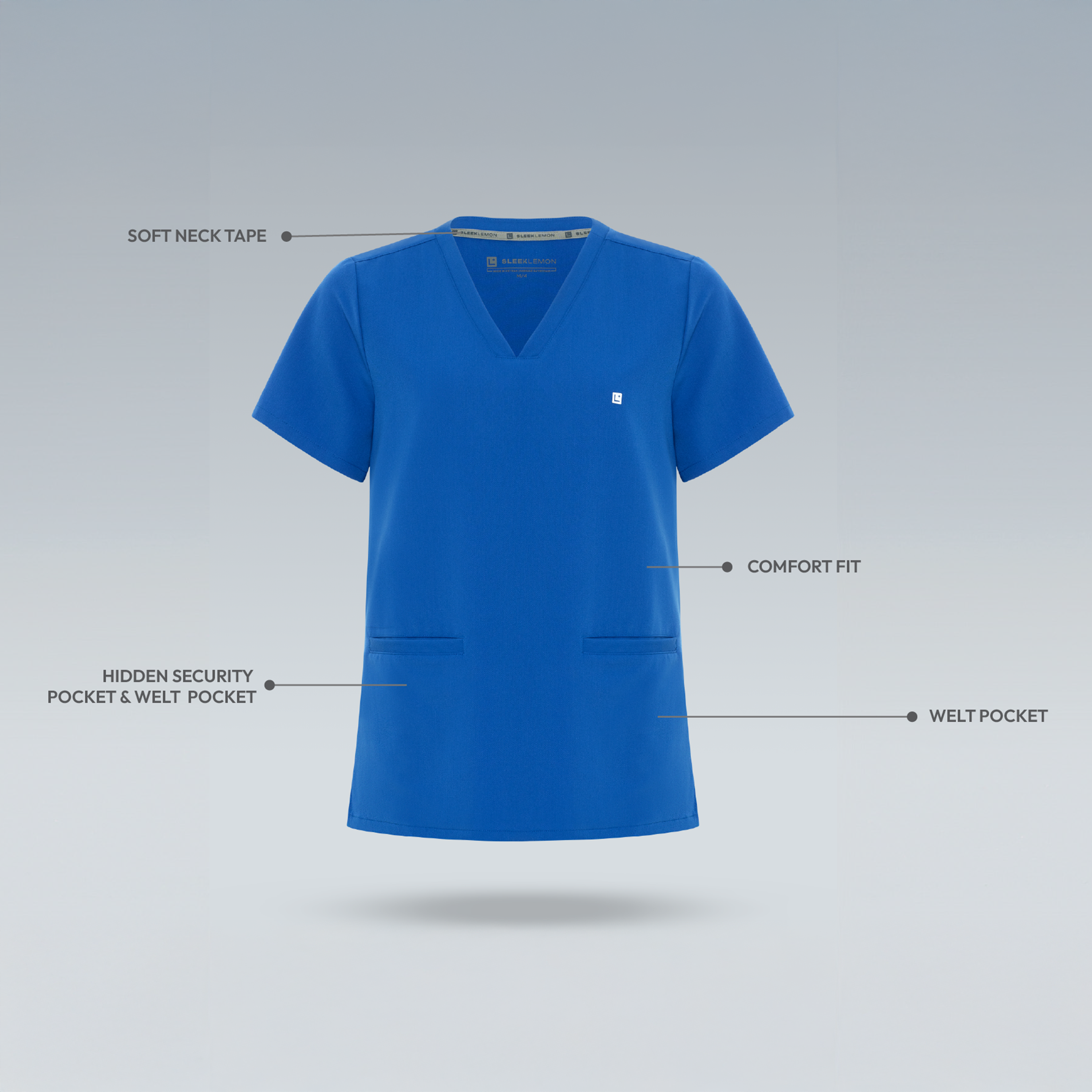 Royal blue womens v neck scrub top