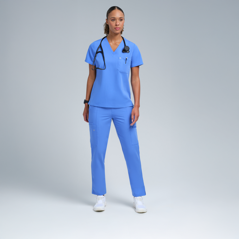 Calypso One Pocket Scrub Top Ceil Blue