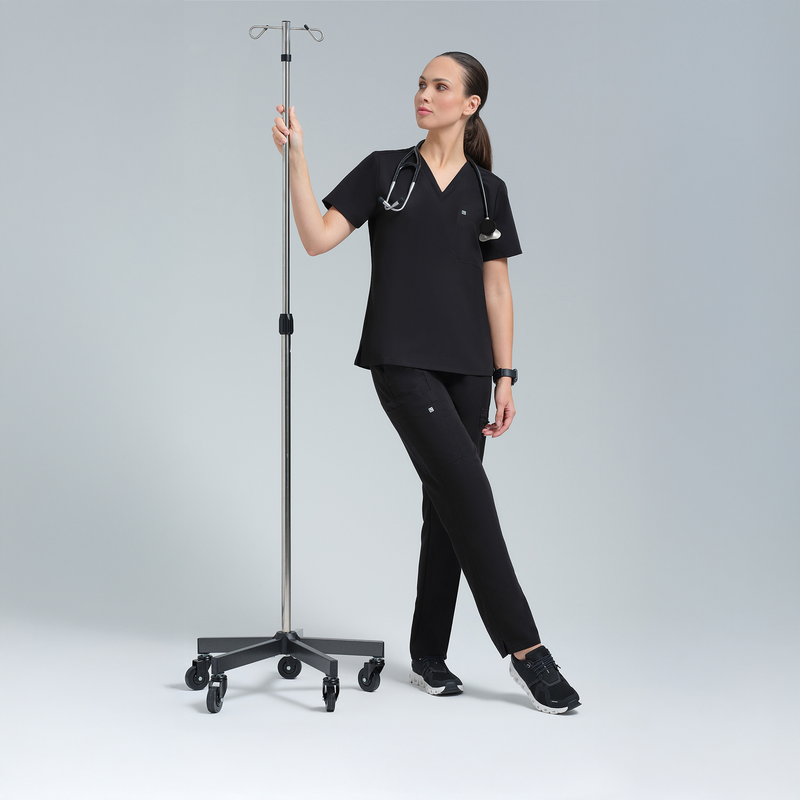 Calypso One Pocket Scrub Top Black
