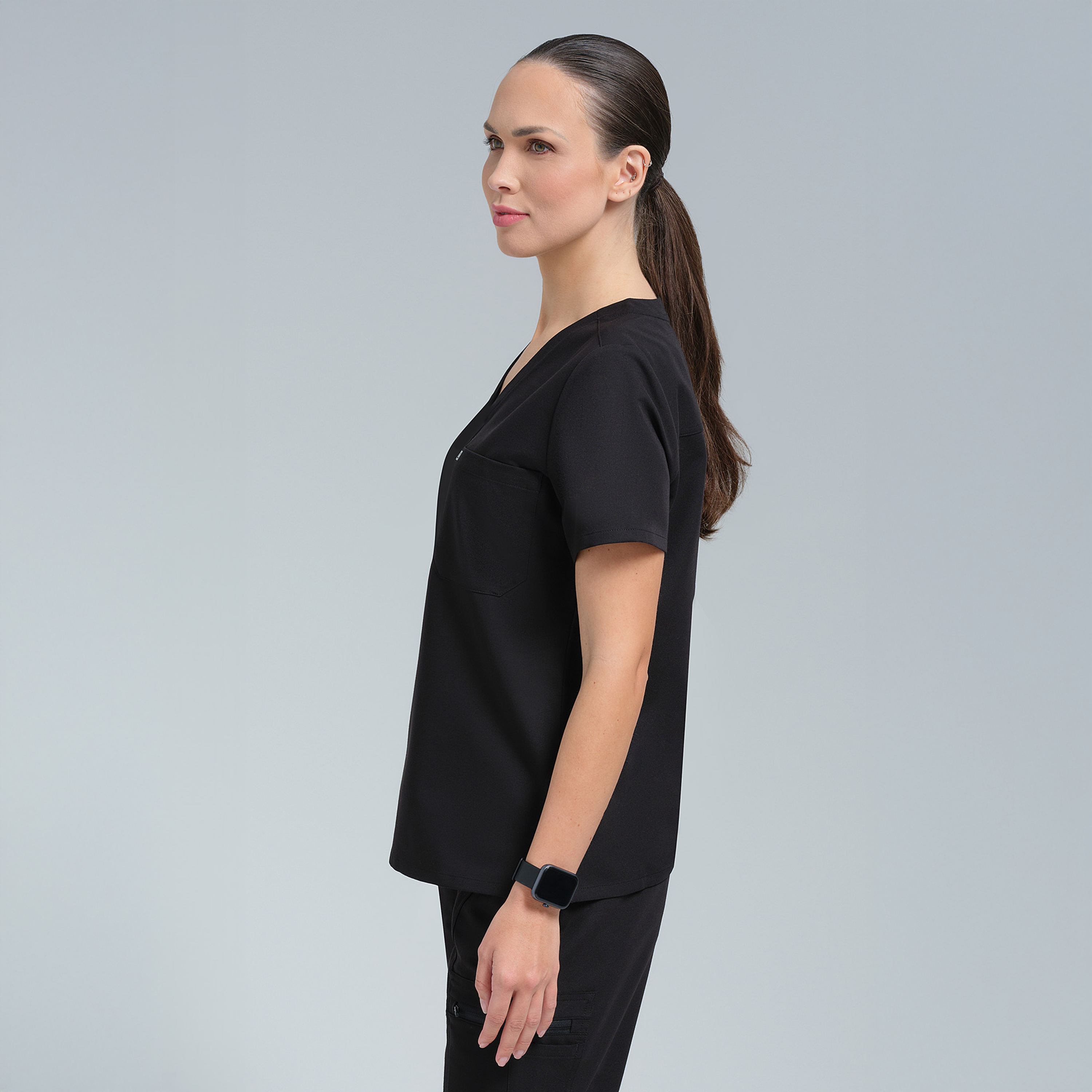 Calypso One Pocket Scrub Top Black