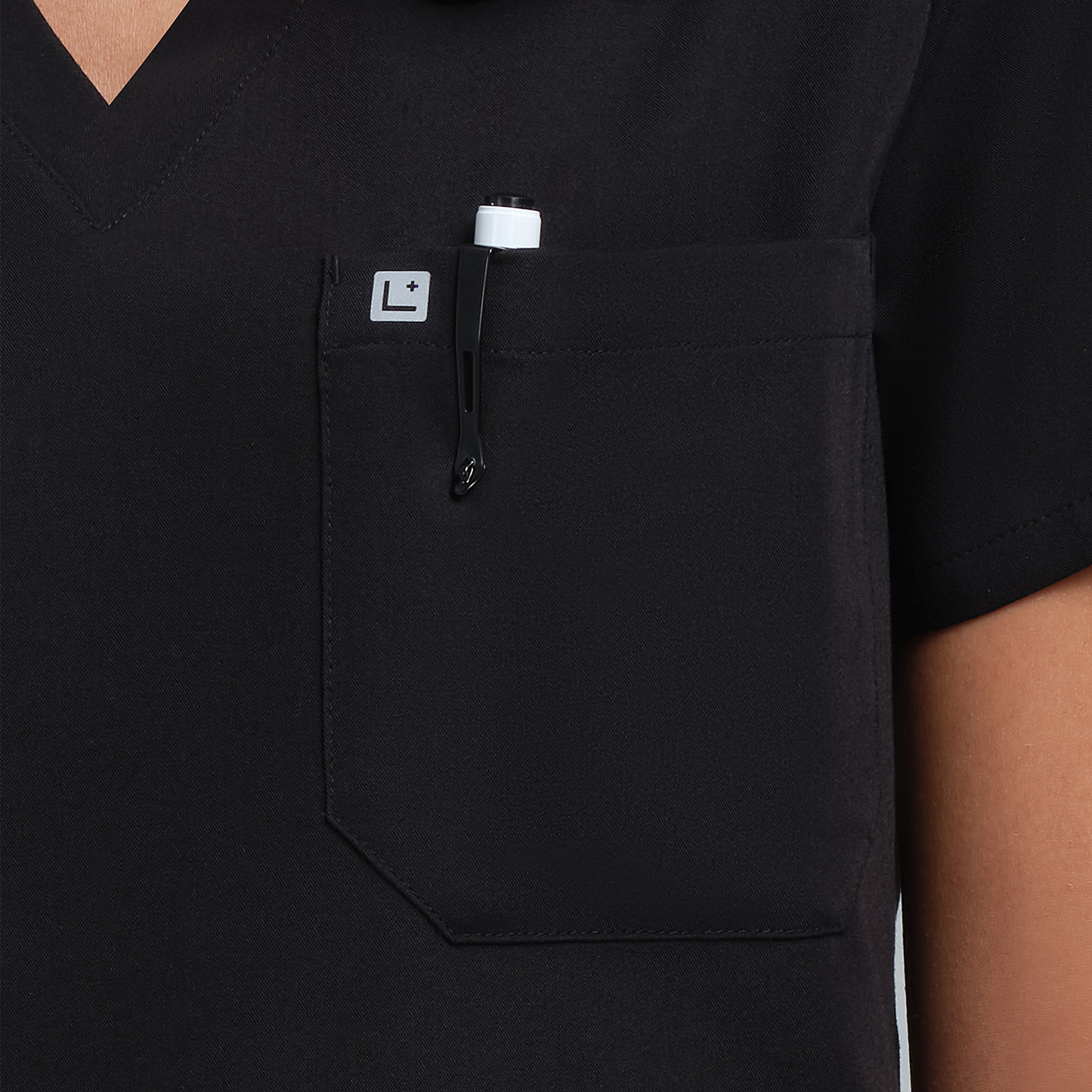 Calypso One Pocket Scrub Top Black