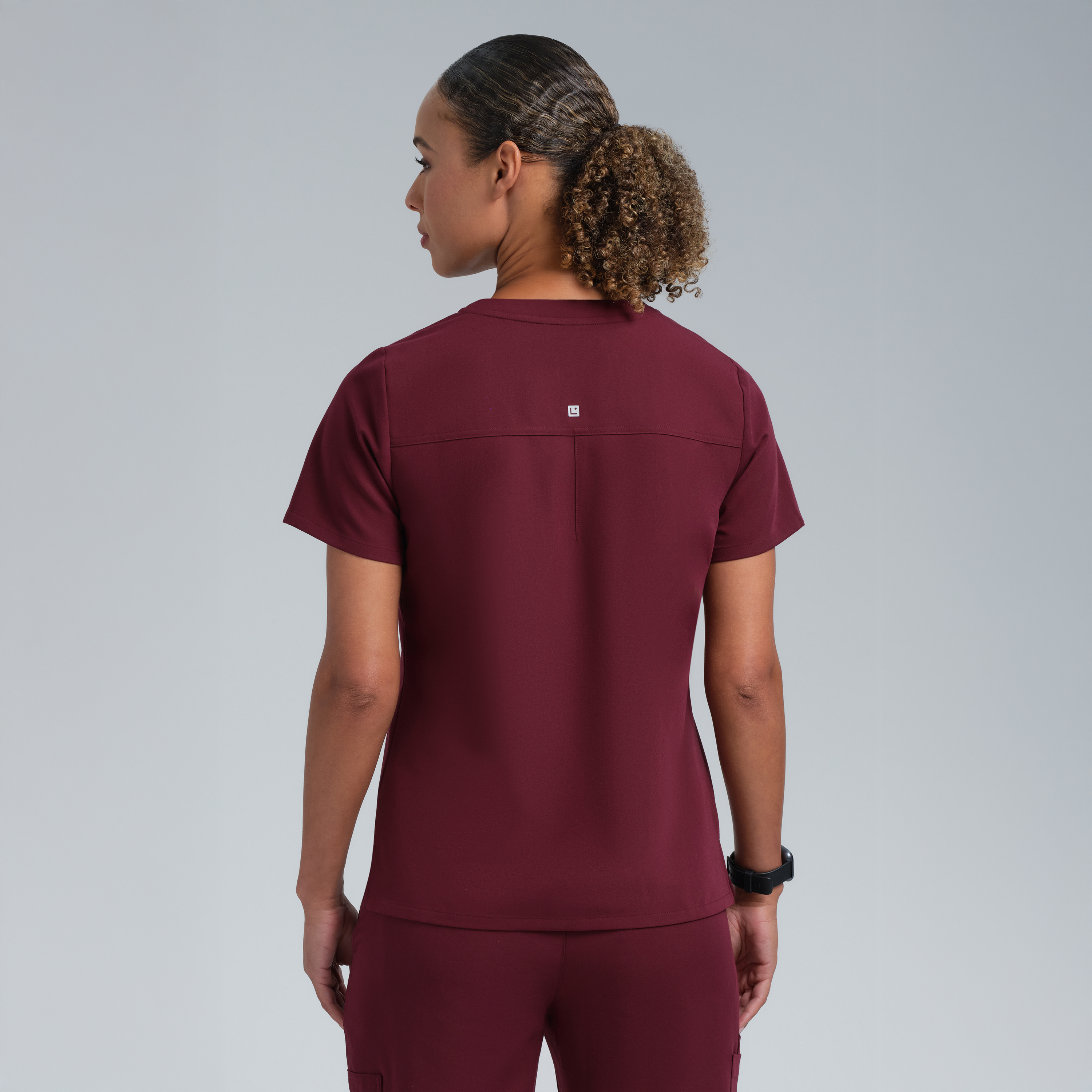 Calypso One Pocket Scrub Top Burgundy