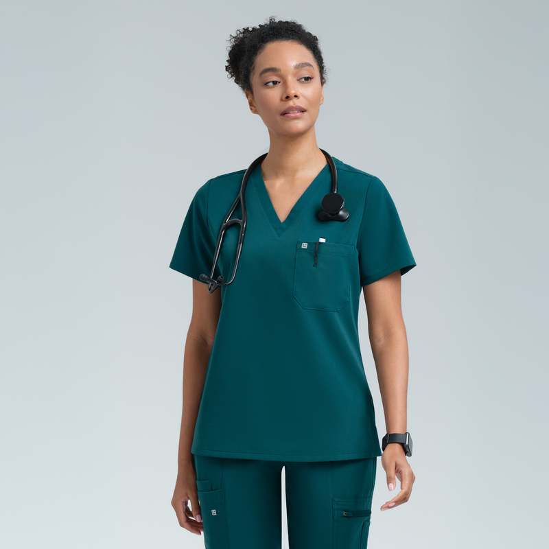 Calypso One Pocket Scrub Top Legion Blue