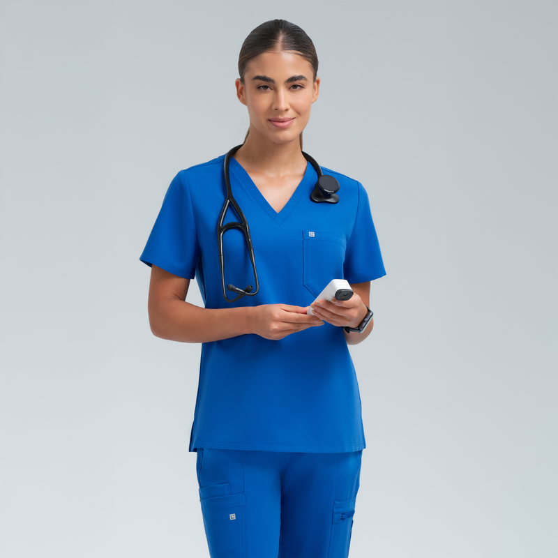 Calypso One Pocket Scrub Top Royal Blue