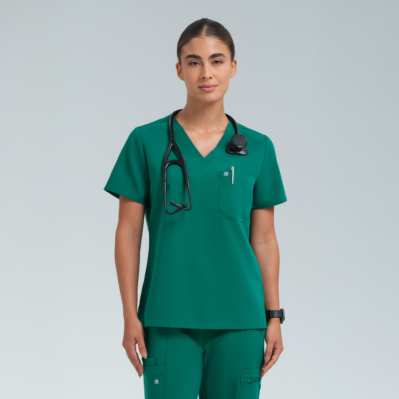 Calypso One Pocket Scrub Top Alpine Green