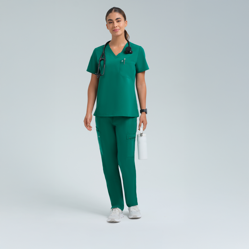 Calypso One Pocket Scrub Top Alpine Green