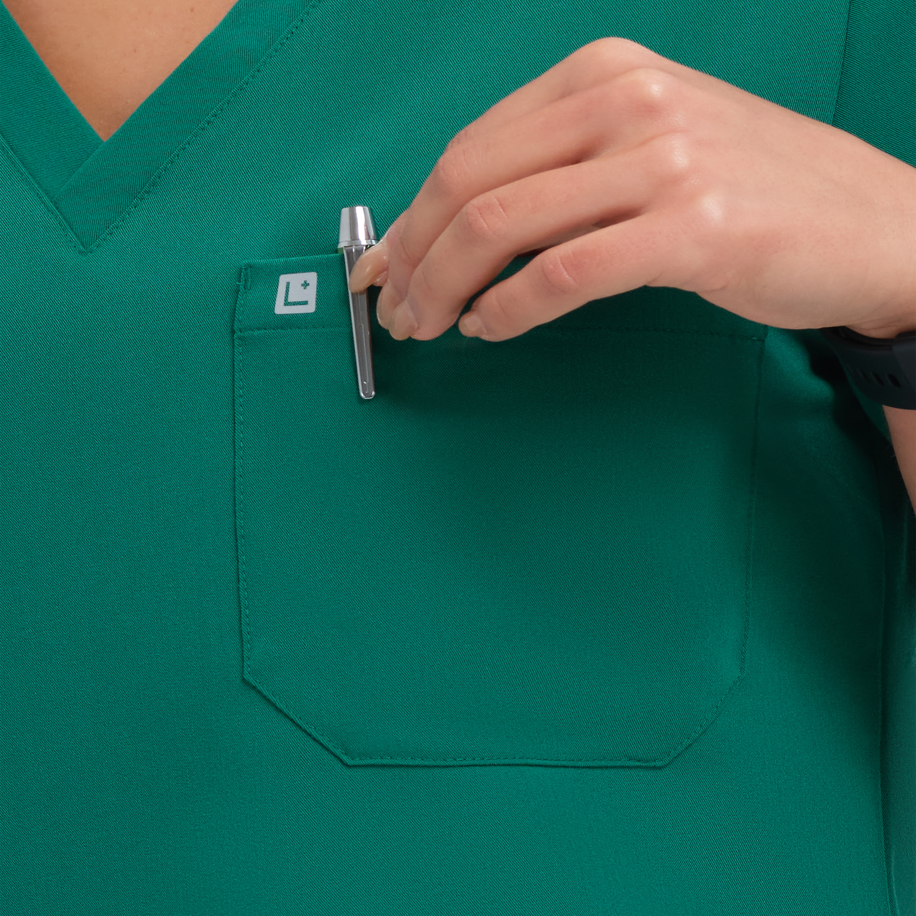 Calypso One Pocket Scrub Top Alpine Green