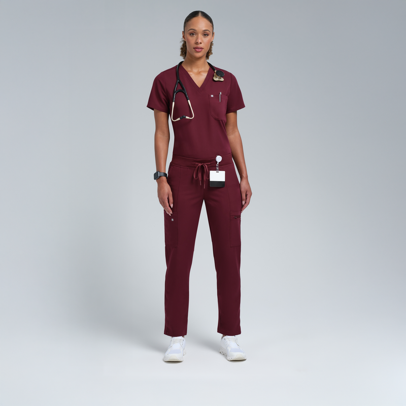 Gaya Skinny Ten Pocket Scrub Pant Burgundy