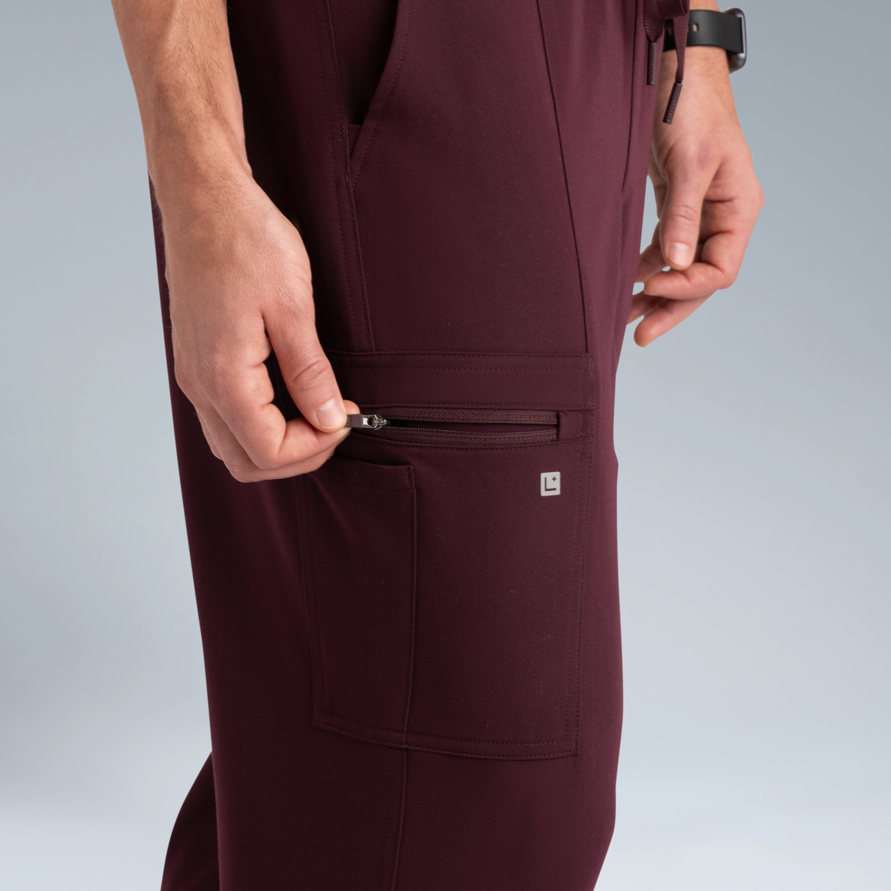 Kronos Mens Jogger Scrub Pants Plum Noir