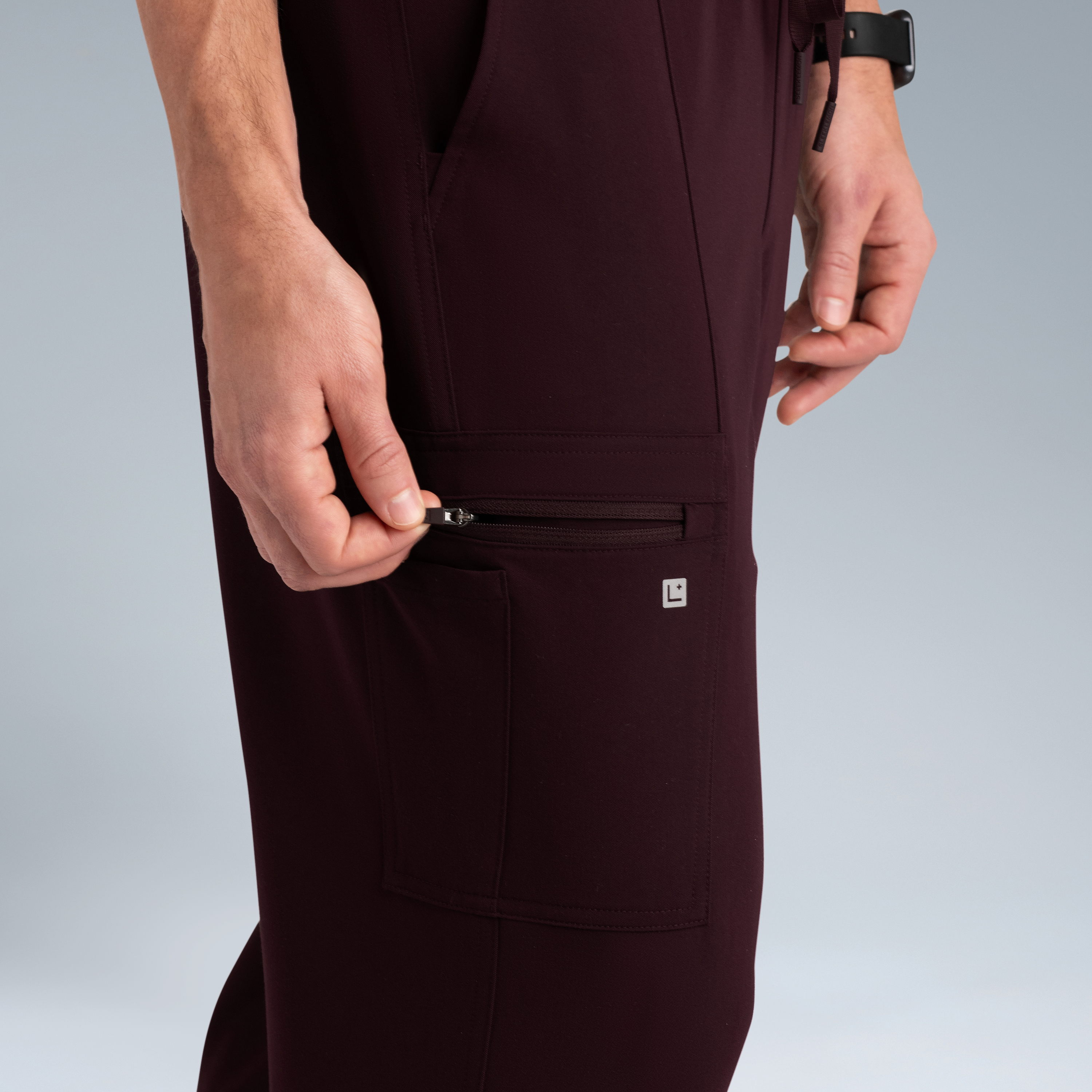 Kronos Mens Jogger Scrub Pants Plum Noir