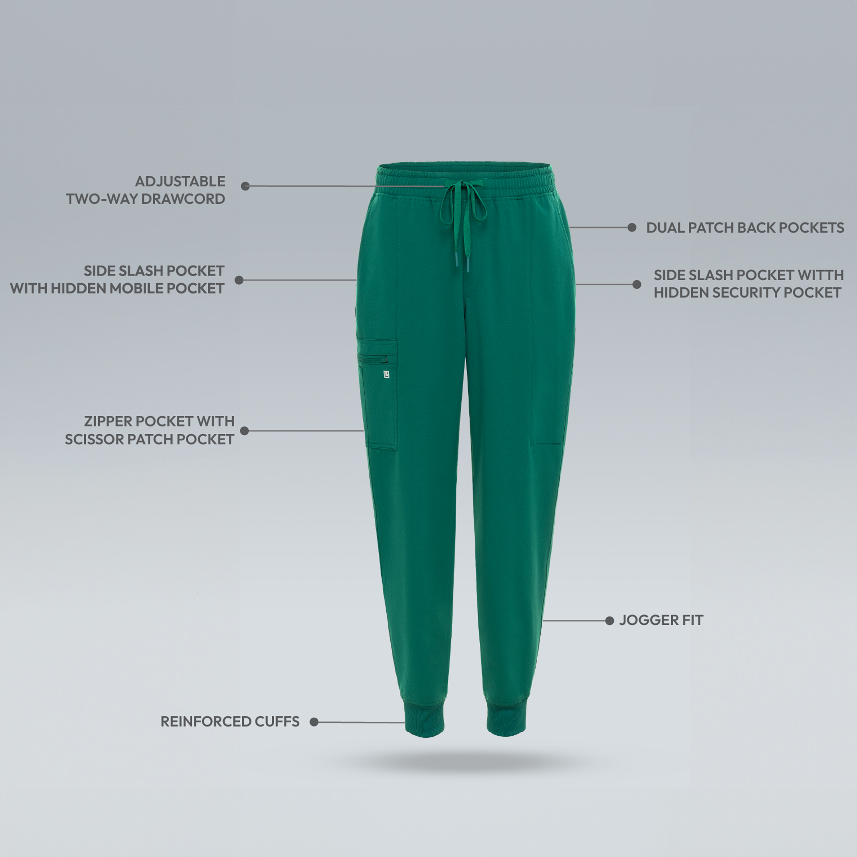 Alpine Green Men's Jogger Scrub Pants