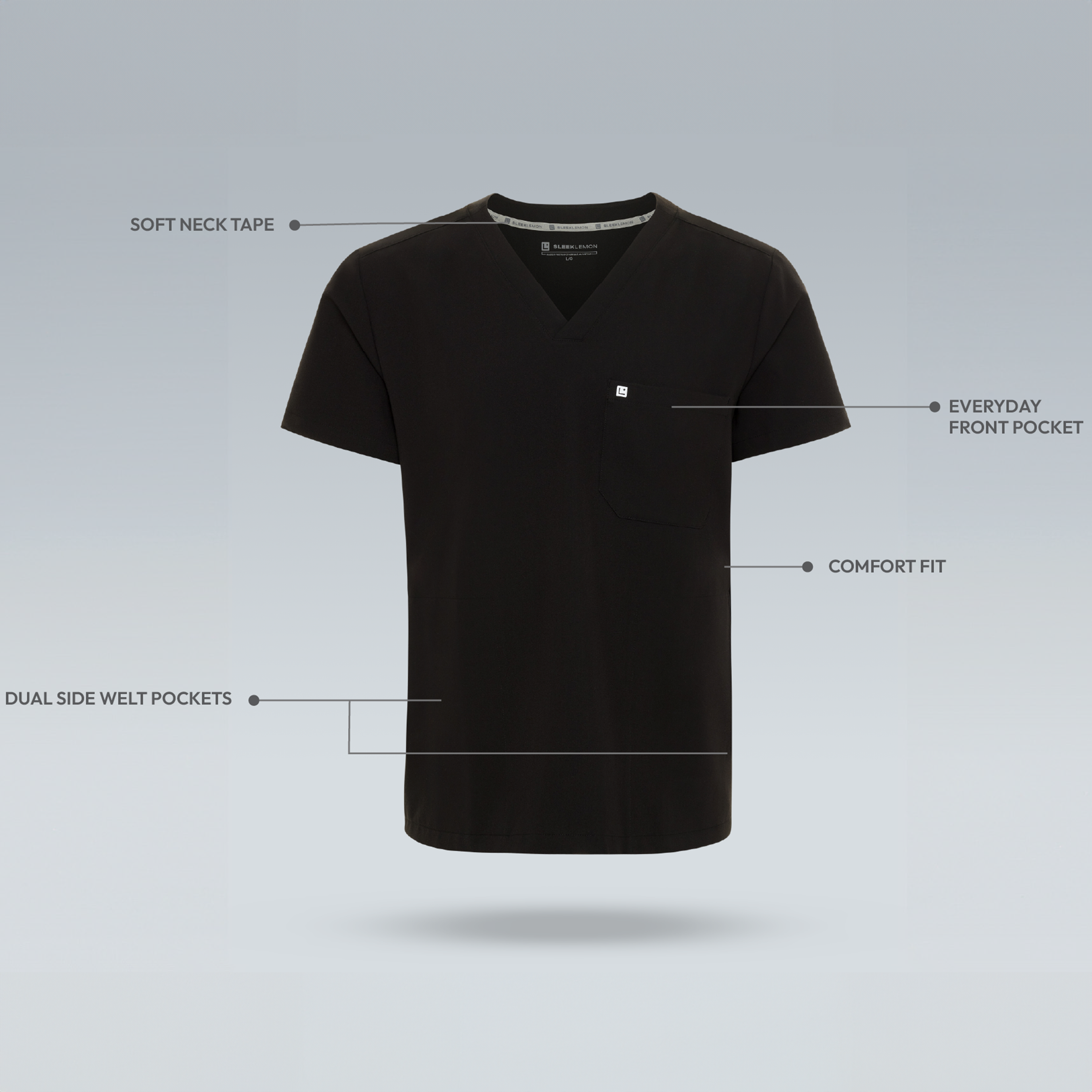 Men's scrub top black