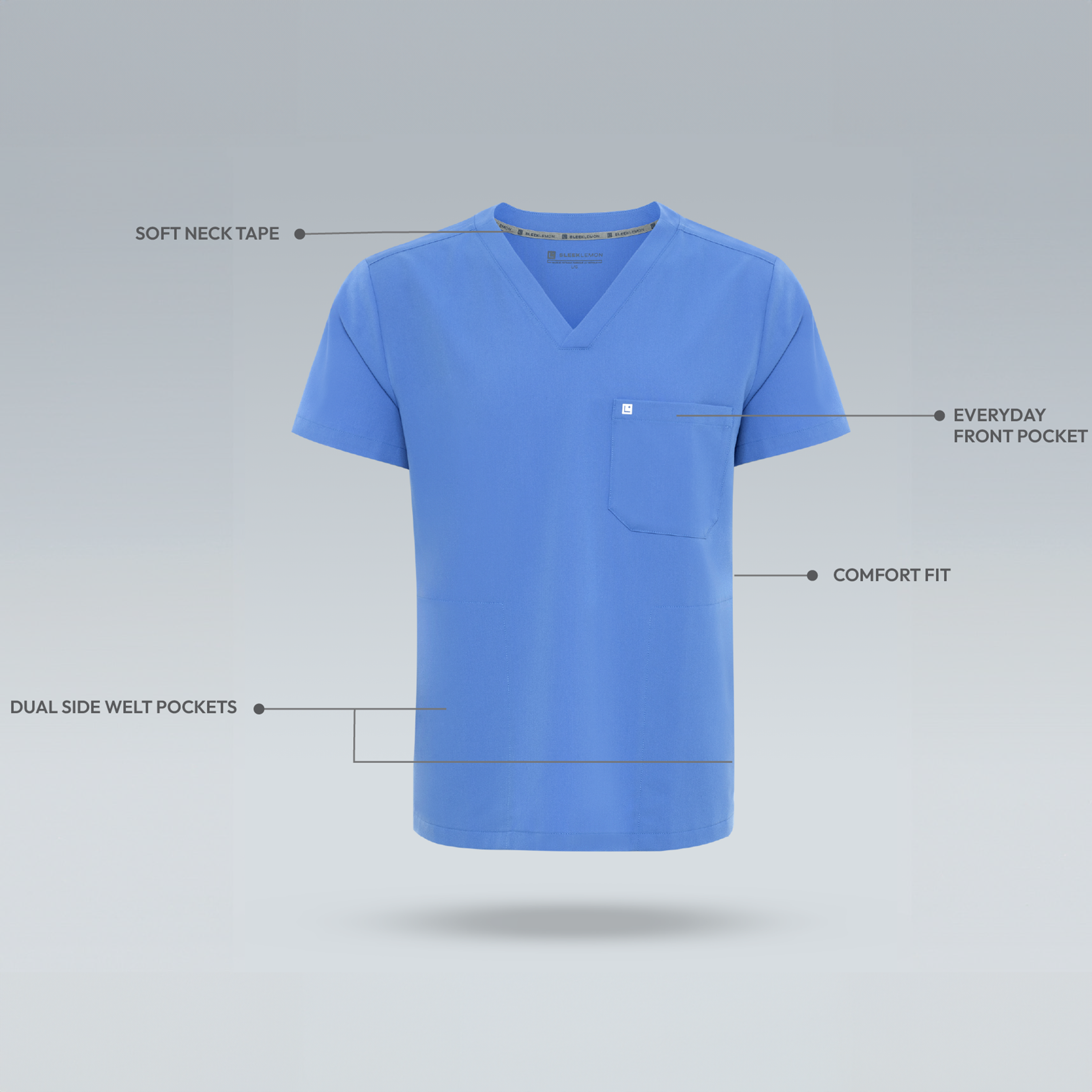 Mens ceil blue scrub tops