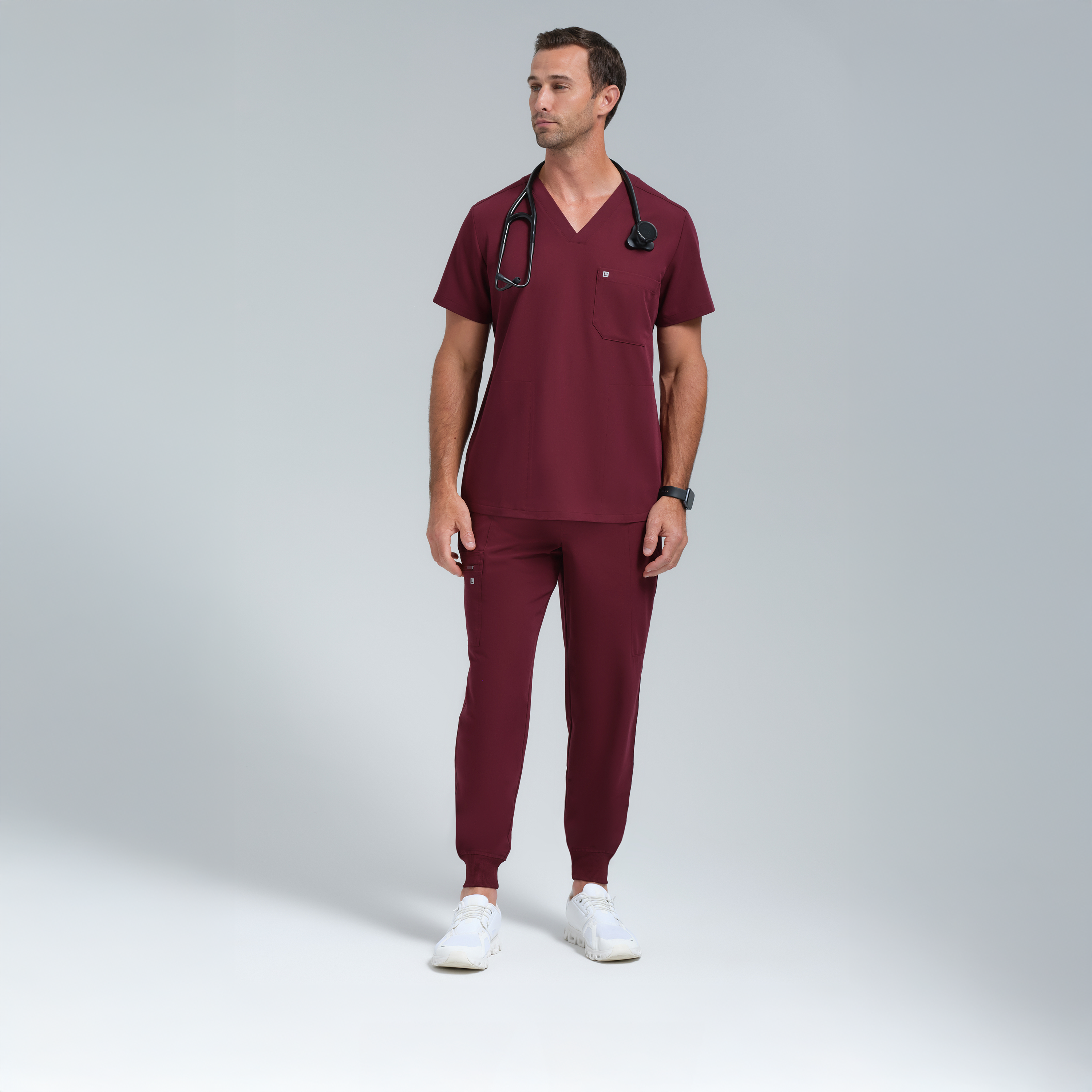 Neo Men’s Three Pocket Scrub Top Burgundy