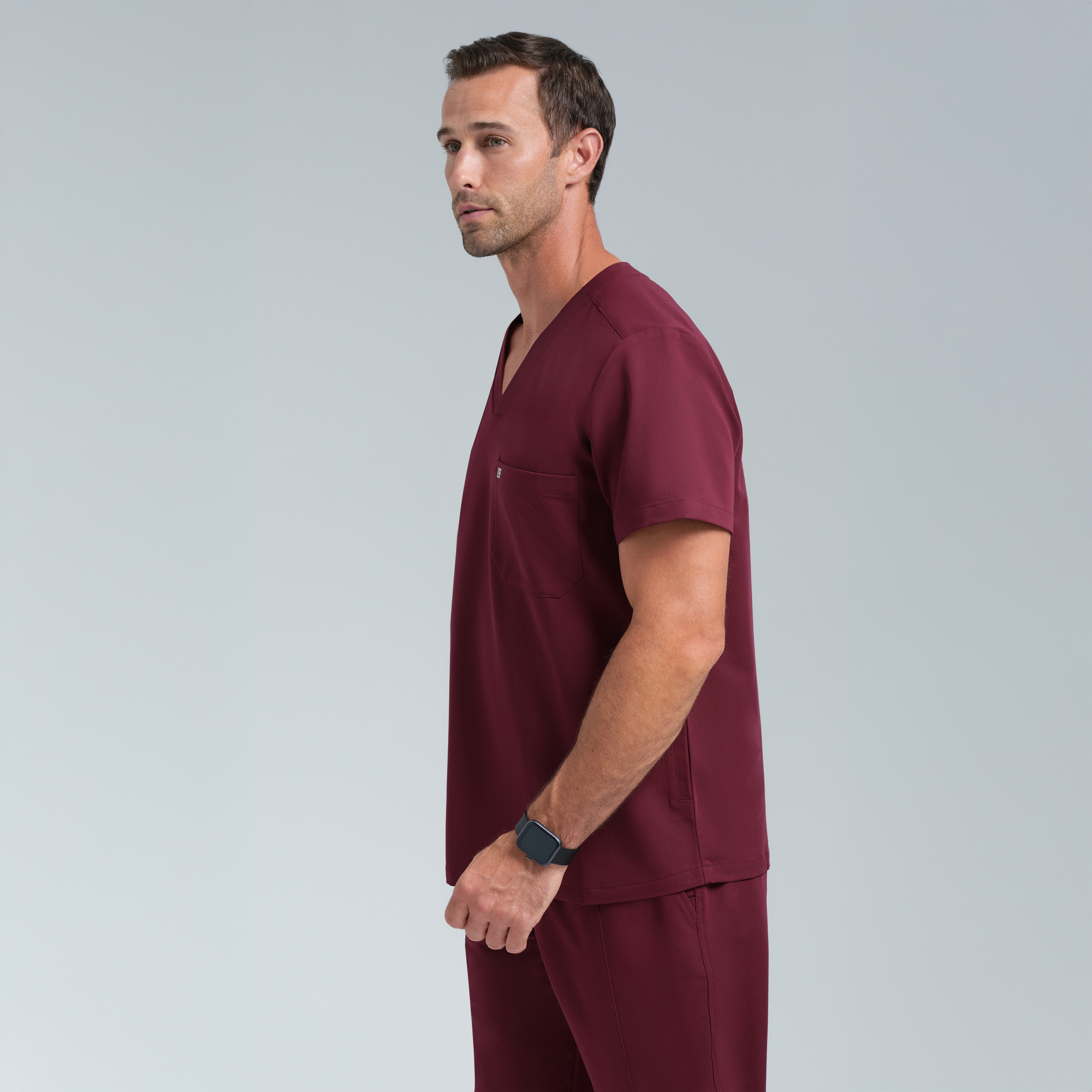 Neo Men’s Three Pocket Scrub Top Burgundy
