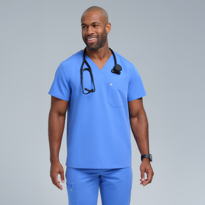 Neo Men’s Three Pocket Scrub Top Ceil Blue