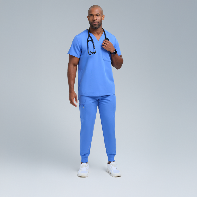 Neo Men’s Three Pocket Scrub Top Ceil Blue
