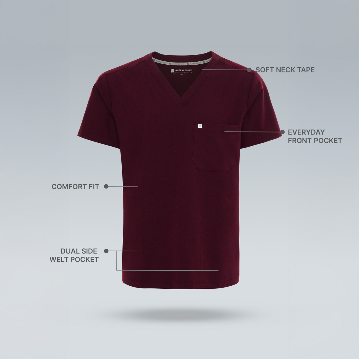Neo Men's Scrub Top Plum Noir