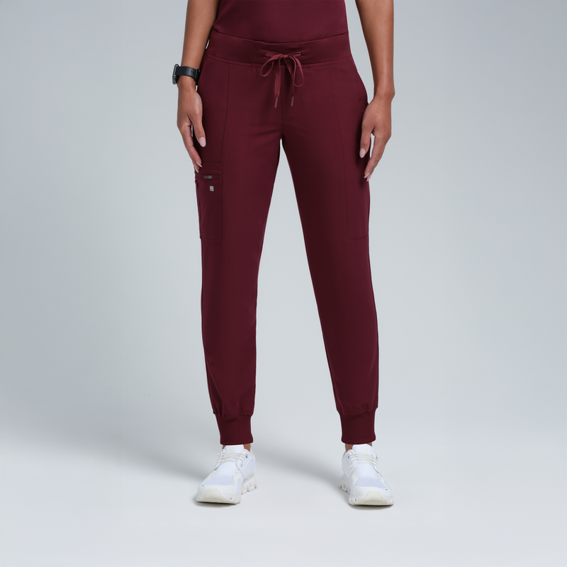 Selena Eight-Pocket Jogger Pants Burgundy