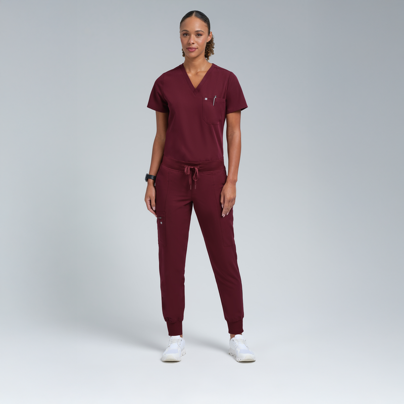 Selena Eight-Pocket Jogger Pants Burgundy