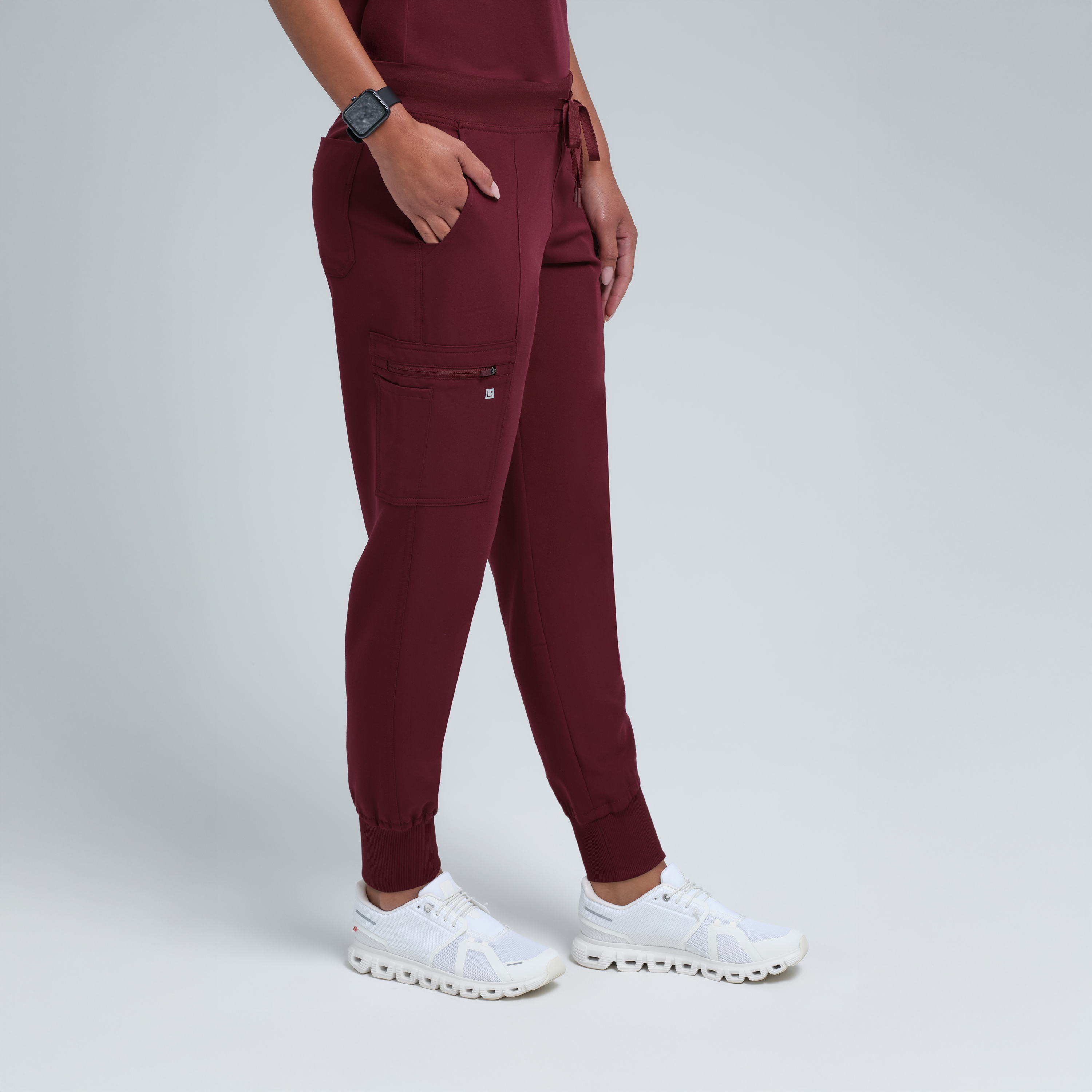 Selena Eight-Pocket Jogger Pants Burgundy