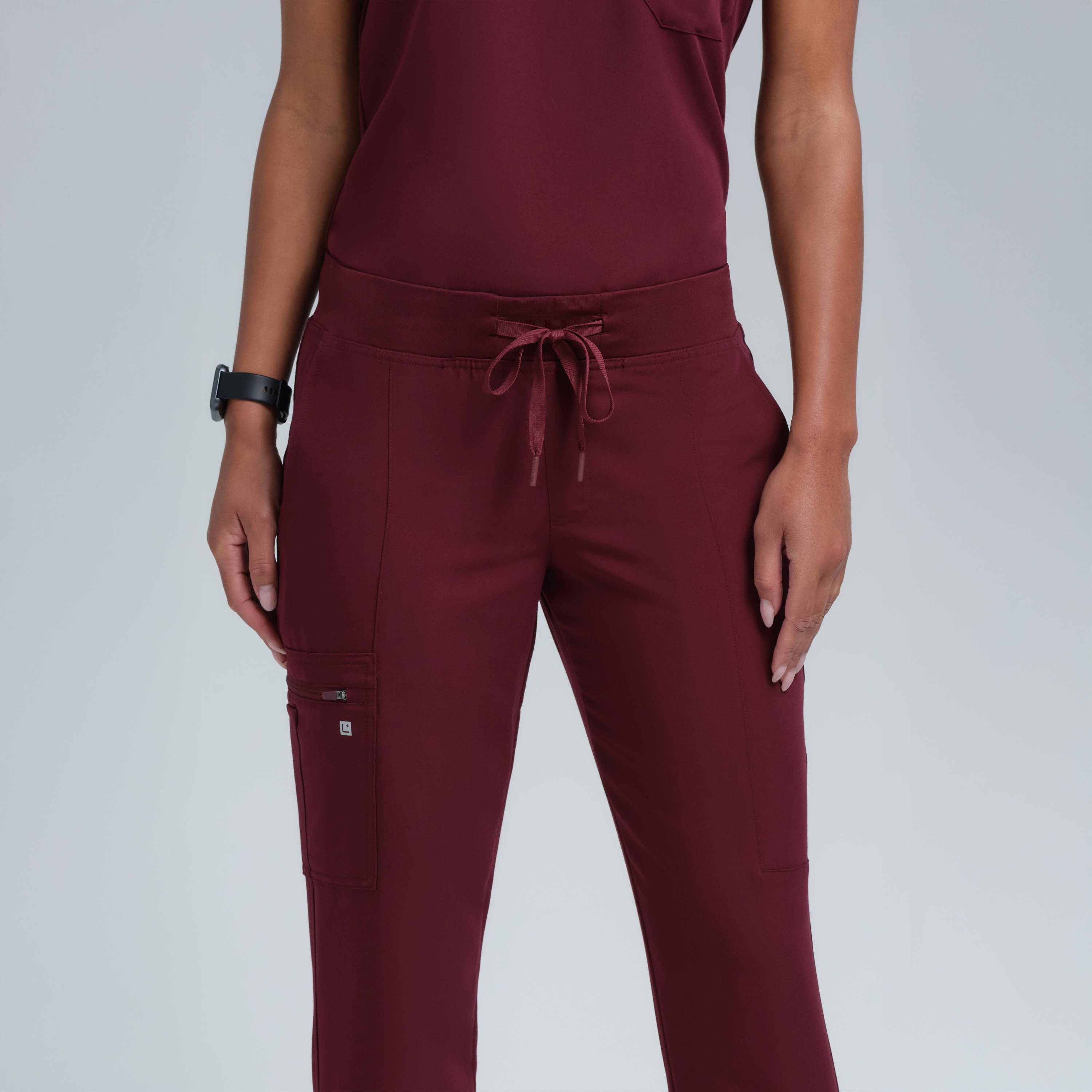 Selena Eight-Pocket Jogger Pants Burgundy