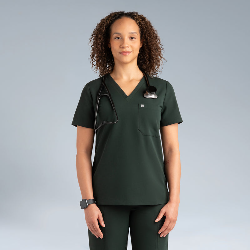 Calypso Womens Scrub Top Deep Forest Green