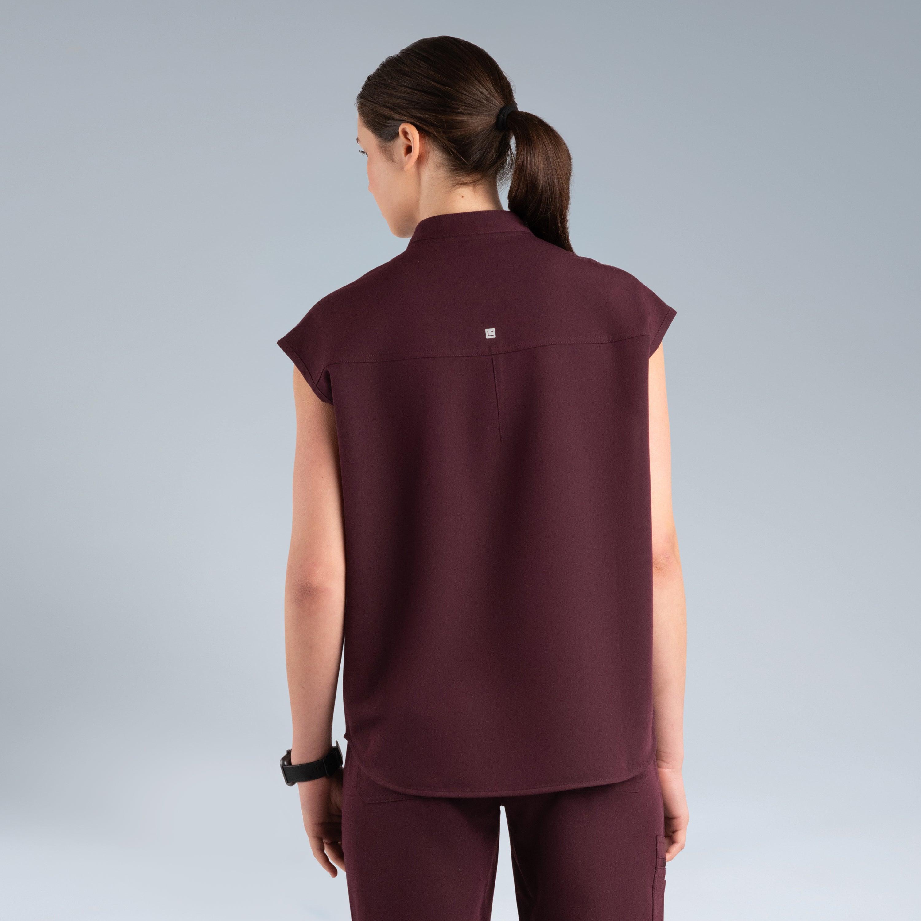 Alexandra Oversized Womens Scrub Top Plum Noir