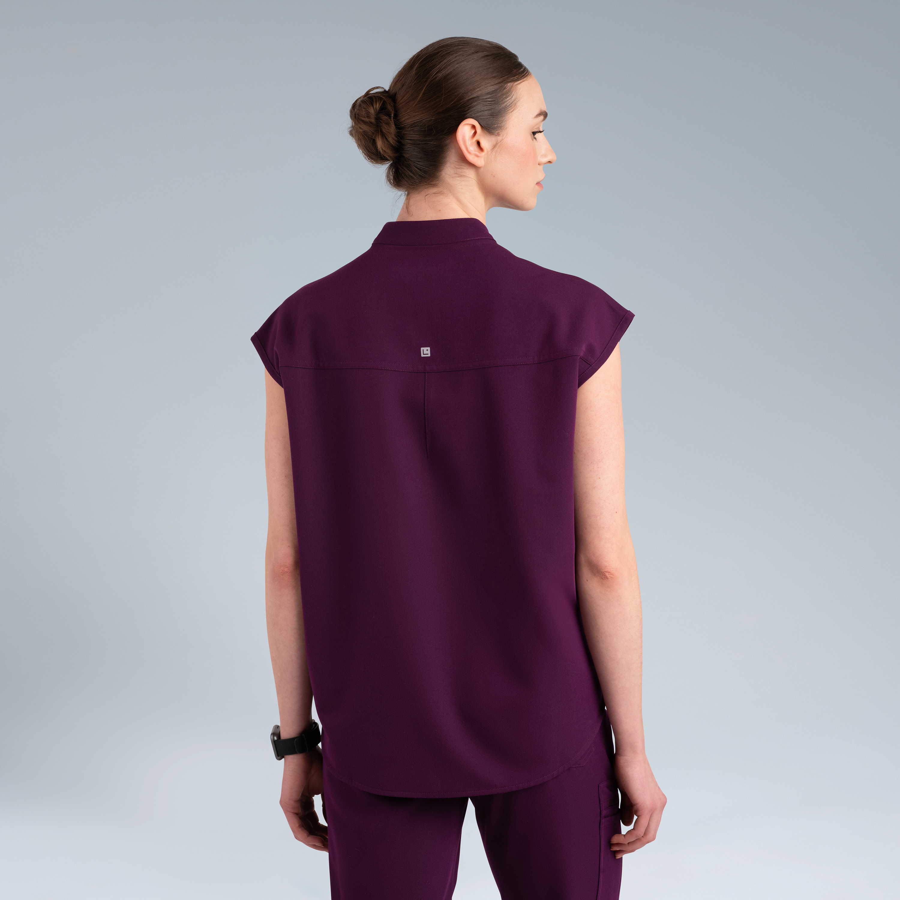 Alexandra Oversized Womens Scrub Top Purple Wine