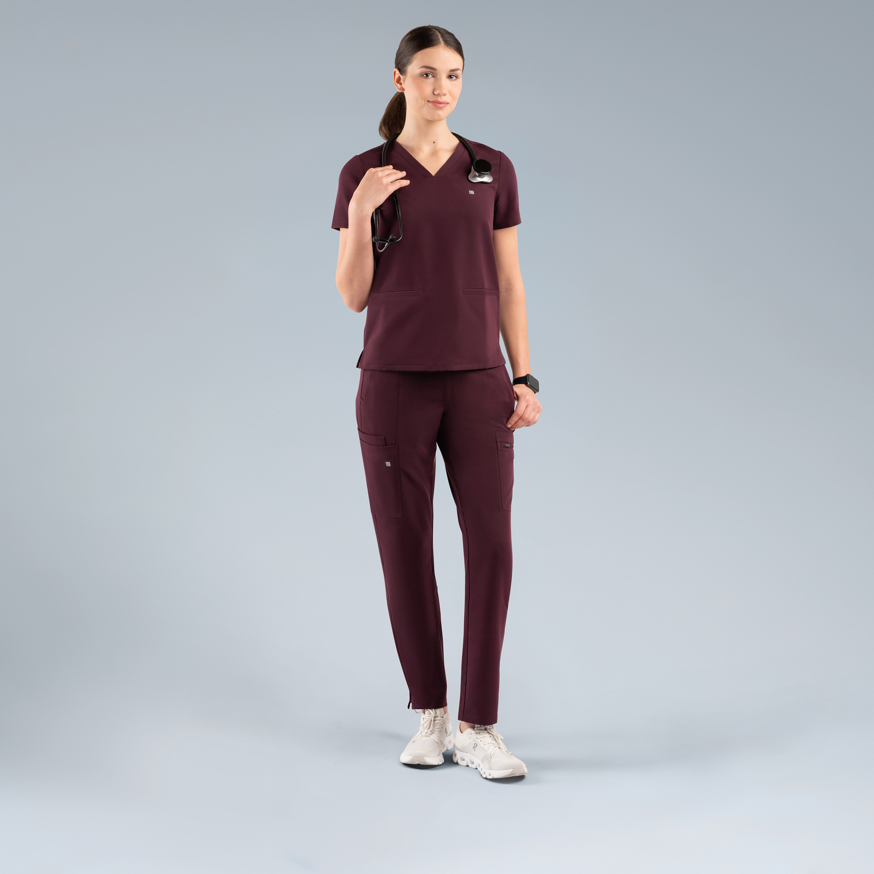 Athena Women's Scrub Top Plum Noir