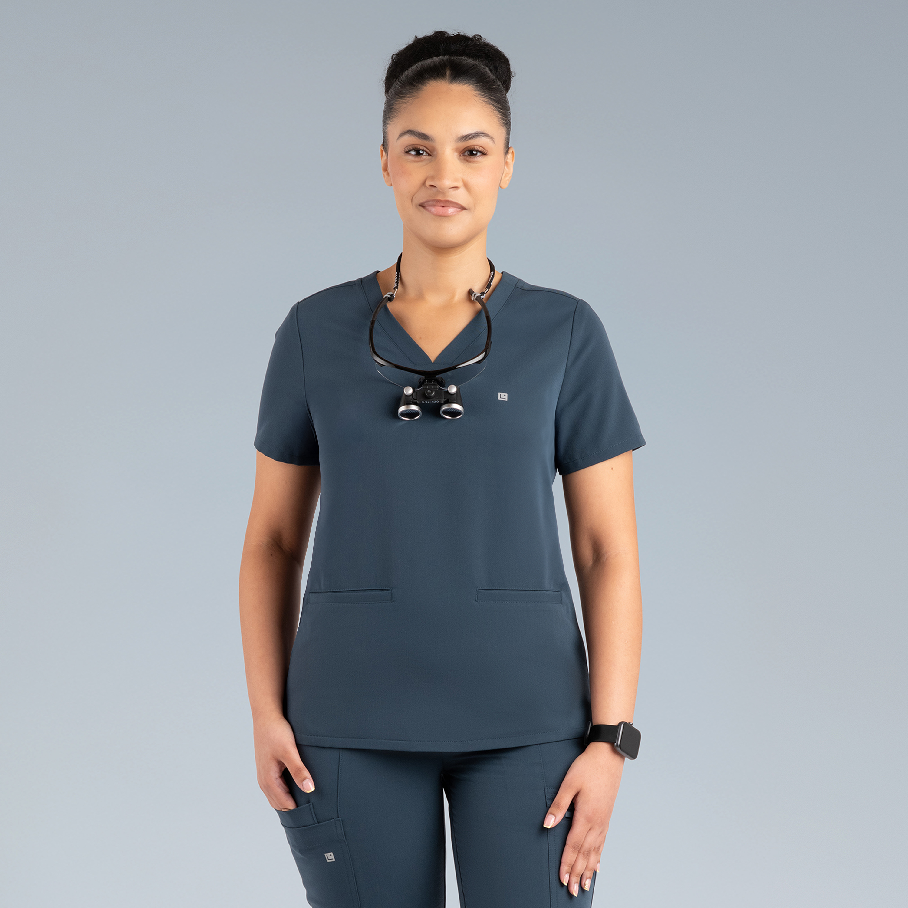 Athena Women's Scrub Top Storm Gray